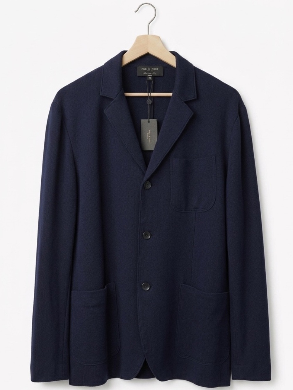 NWT Rag & Bone Achilles Japanese Wool Cardigan Blazer Jacket Dark Navy 46 XL